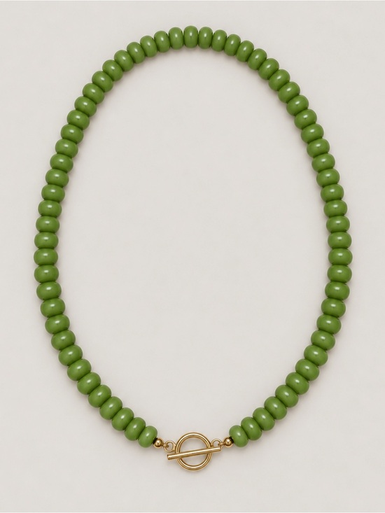 Anthropologie Jewelry - New! Green Beaded Gold Toggle Dopamine Necklace NWOT 5056